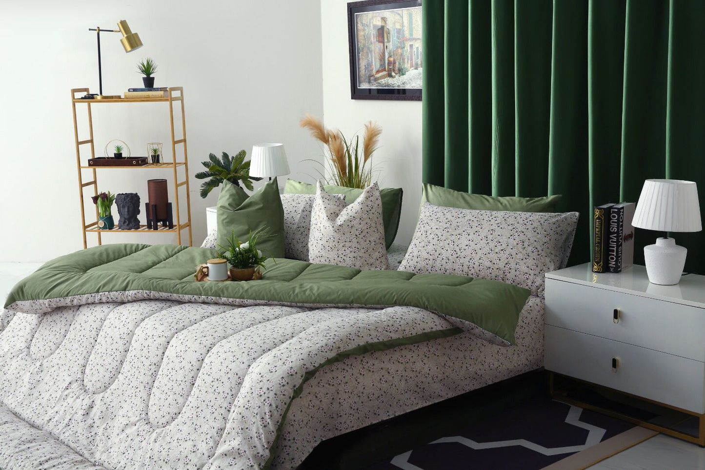 8 PCs Winter Comforter Set-Tiny Flowers