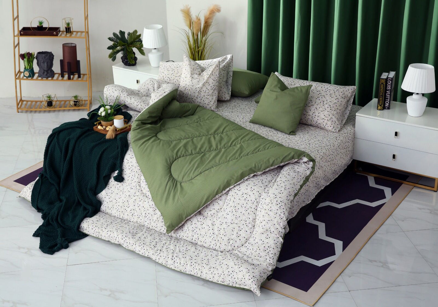 8 PCs Winter Comforter Set-Tiny Flowers