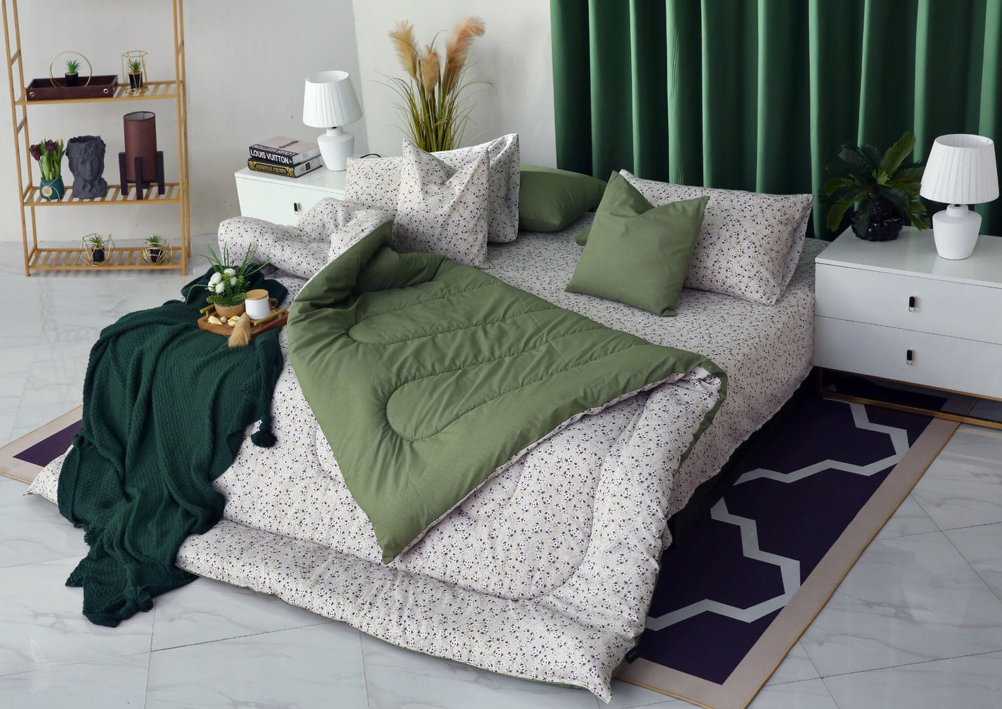 8 PCs Winter Comforter Set-Tiny Flowers