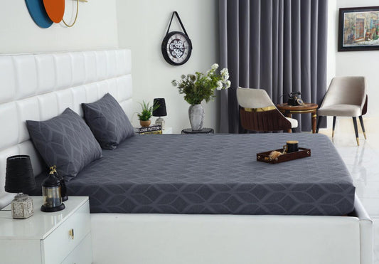 Fitted Bed Sheet-Ash Black Fitted Sheets Apricot