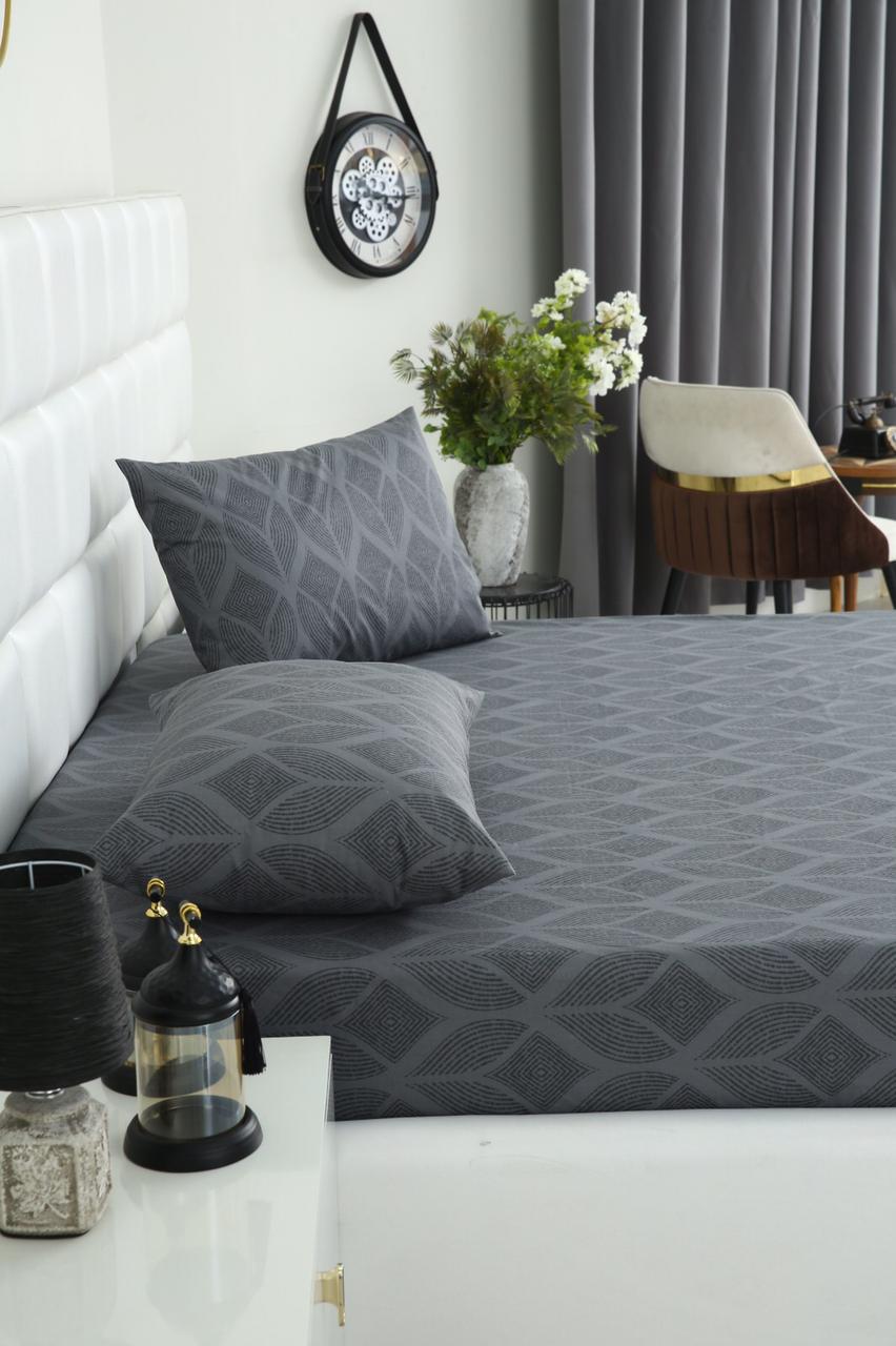 Fitted Bed Sheet-Ash Black Fitted Sheets Apricot