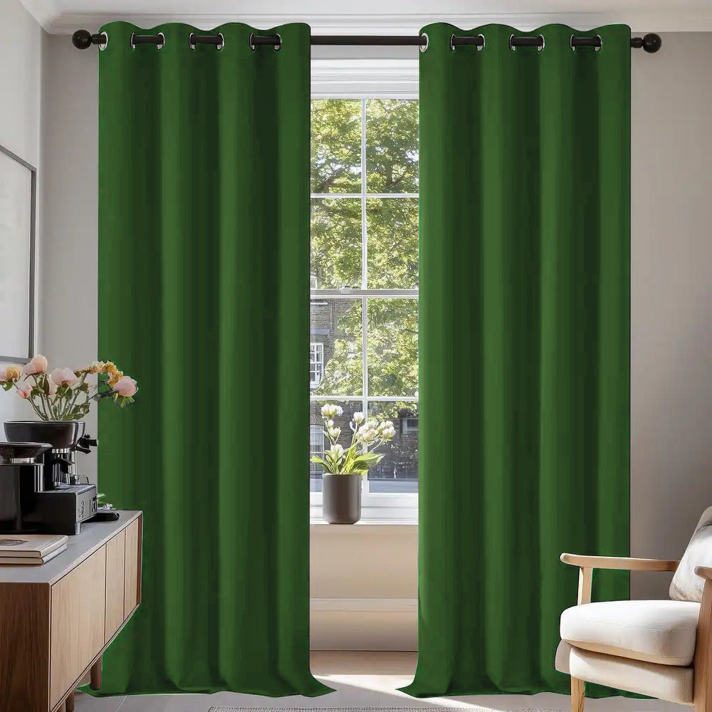 2 PCs Blackout Room Curtains-Olive Curtains Apricot