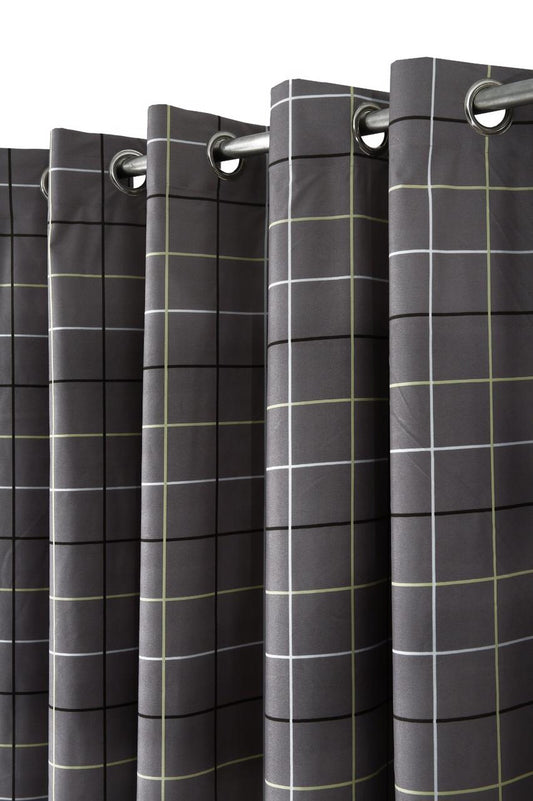 2 PCs Blackout Room Curtains-Multi Check Curtains Apricot