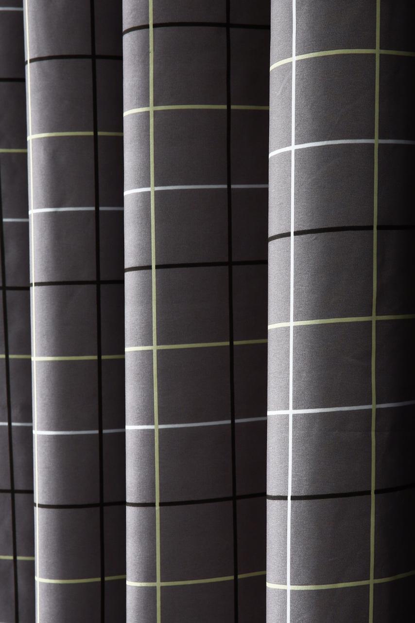2 PCs Blackout Room Curtains-Multi Check Curtains Apricot