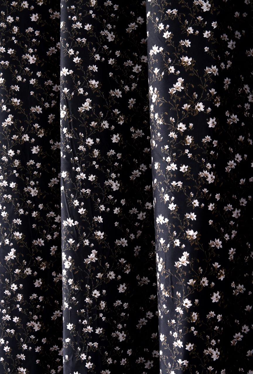 2 PCs Blackout Room Curtains-White Jazmin Curtains Apricot