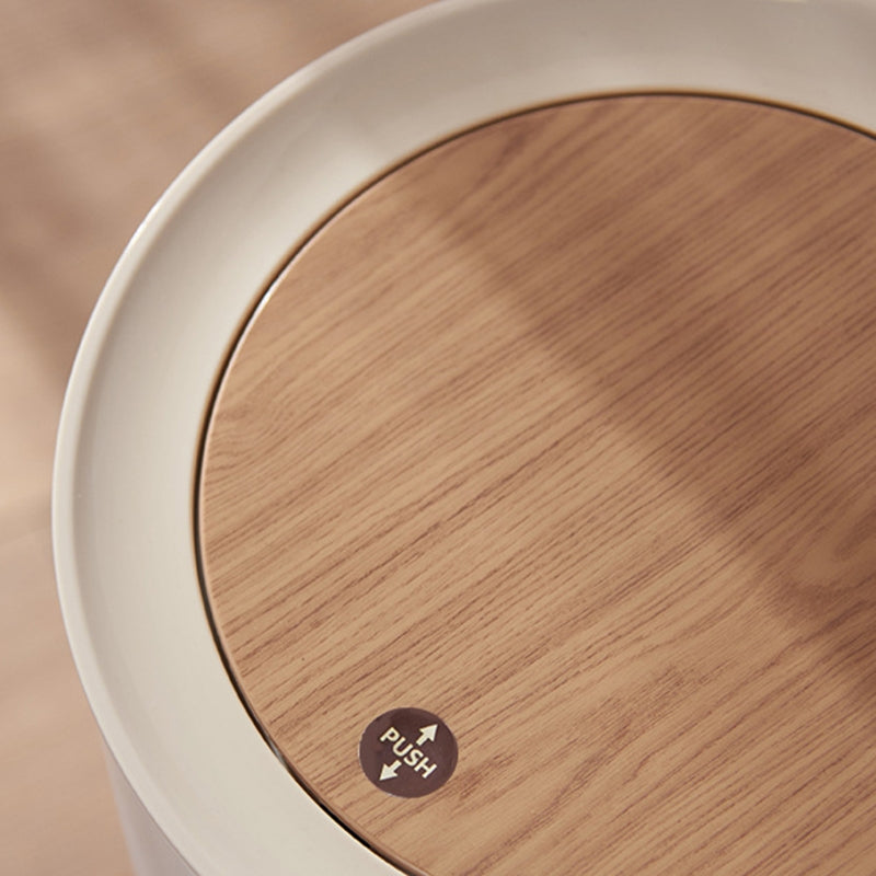 Indoor trash Bin With Wooden Feets-SA2408-108 Bathroom Accessory Sets Apricot