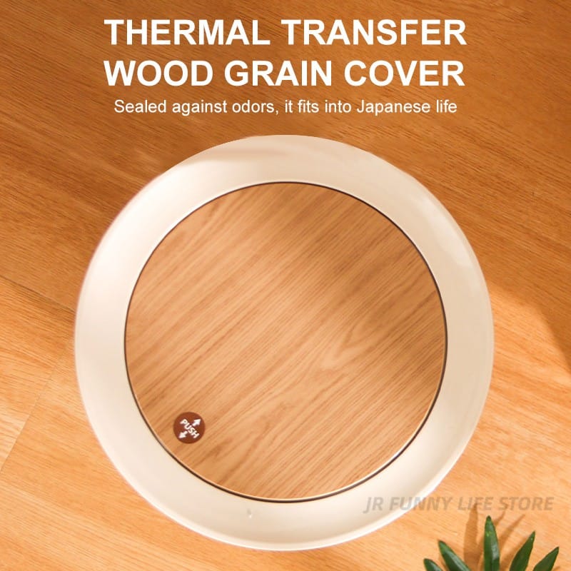 Indoor trash Bin With Wooden Feets-SA2408-108 Bathroom Accessory Sets Apricot