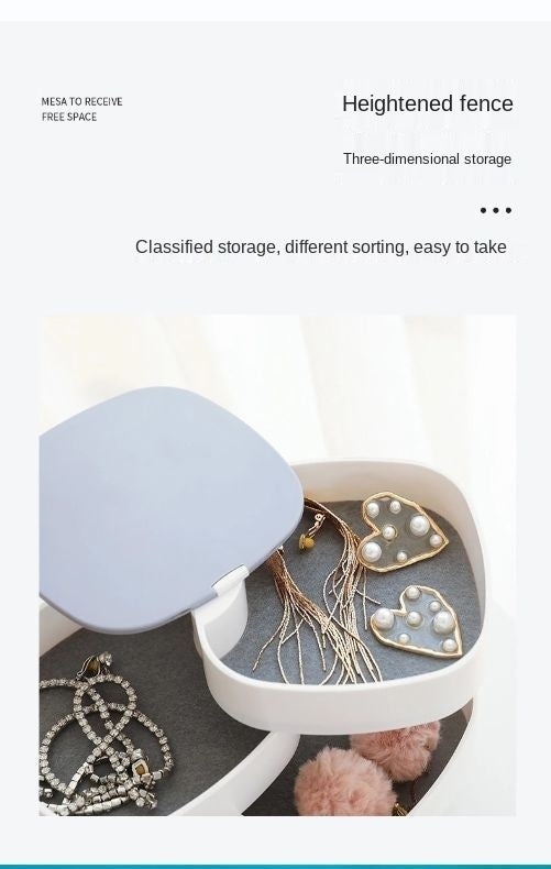 360° Rotatable Jewelry Organizer With Mirror-SA2408-190 Cosmetic Organizer Apricot