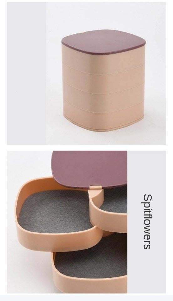 360° Rotatable Jewelry Organizer With Mirror-SA2408-190 Cosmetic Organizer Apricot