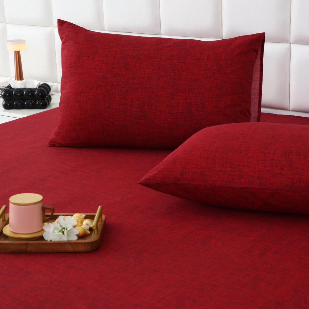 Fitted Bed Sheet-Maroon Texture Fitted Sheets Apricot