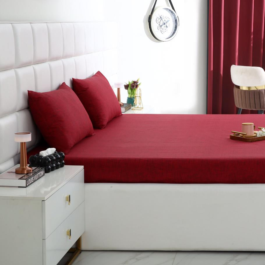 Fitted Bed Sheet-Maroon Texture Fitted Sheets Apricot