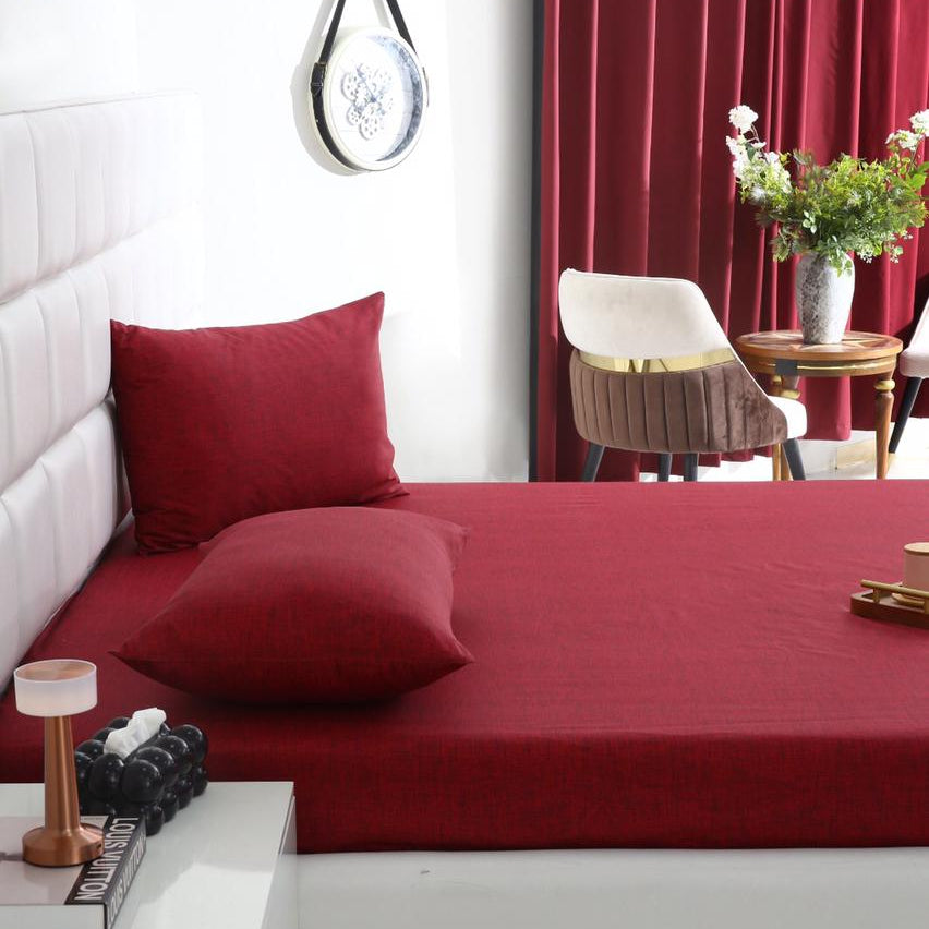 Fitted Bed Sheet-Maroon Texture Fitted Sheets Apricot
