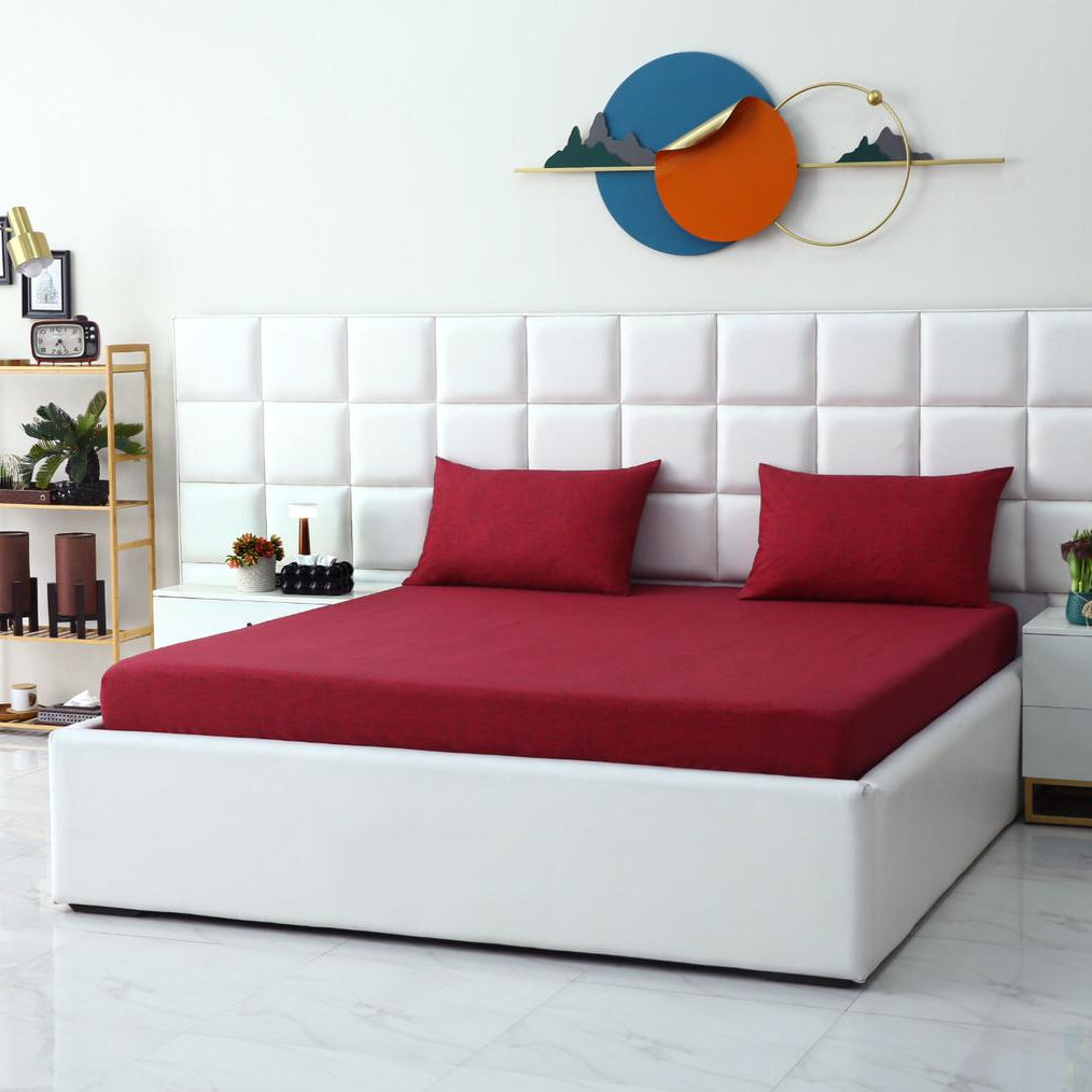 Fitted Bed Sheet-Maroon Texture Fitted Sheets Apricot