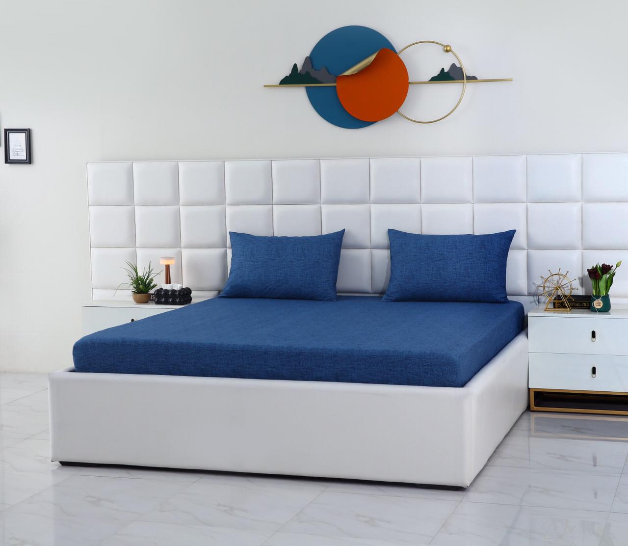 Fitted Bed Sheet-Blue Texture Fitted Sheets Apricot