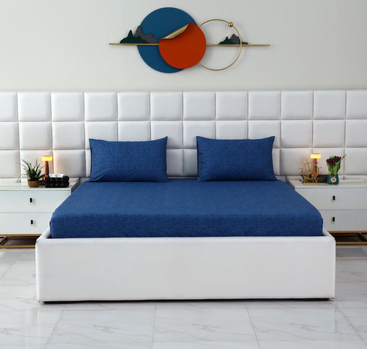 Fitted Bed Sheet-Blue Texture Fitted Sheets Apricot