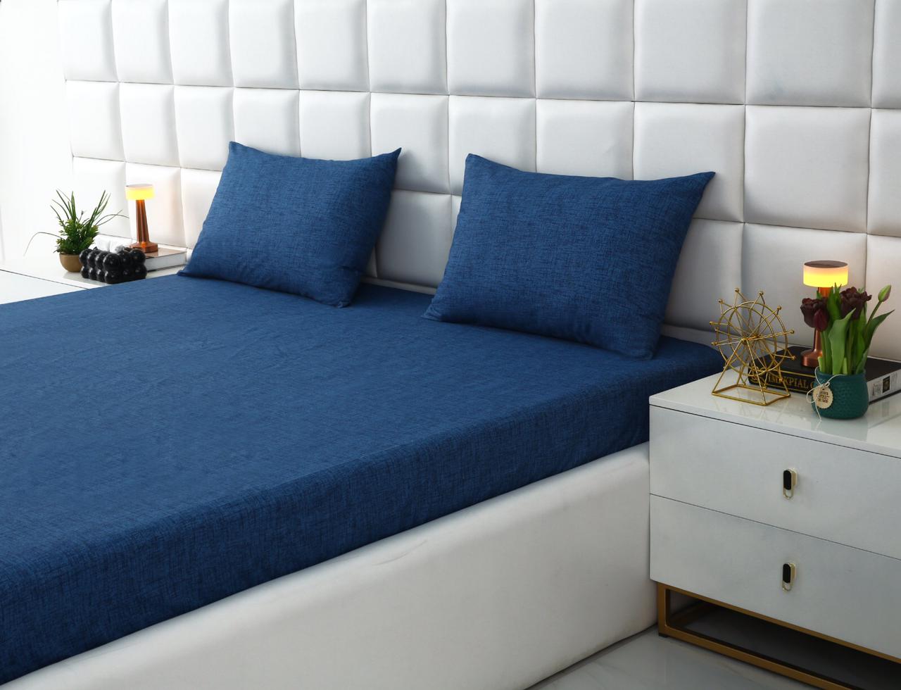 Fitted Bed Sheet-Blue Texture Fitted Sheets Apricot