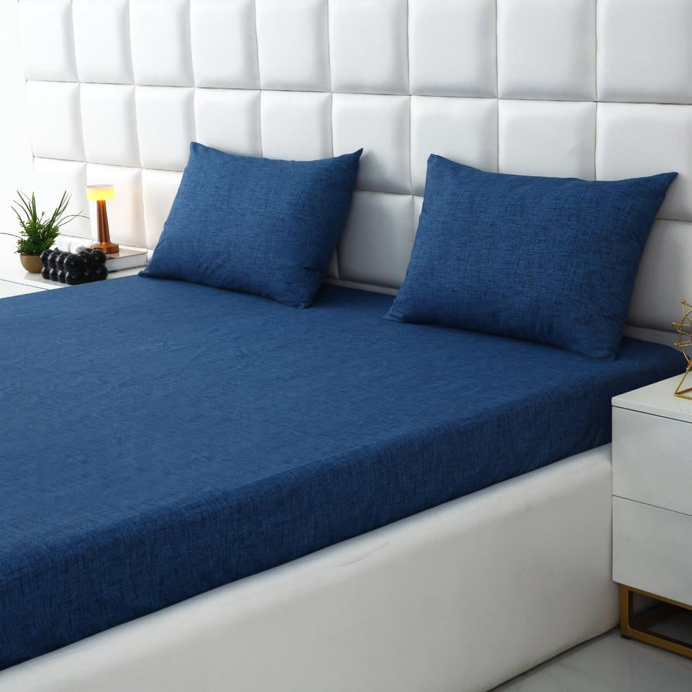 Fitted Bed Sheet-Blue Texture Fitted Sheets Apricot