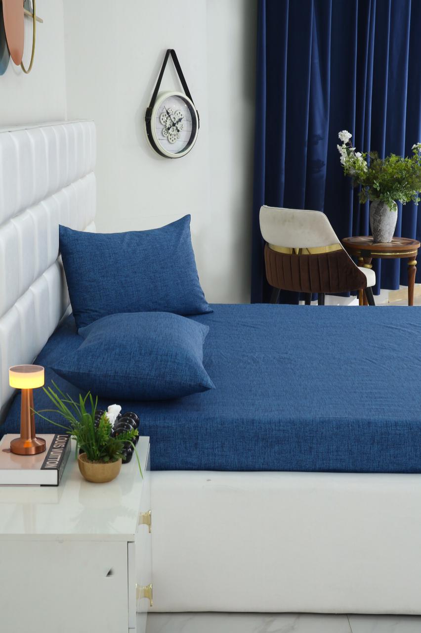Fitted Bed Sheet-Blue Texture Fitted Sheets Apricot