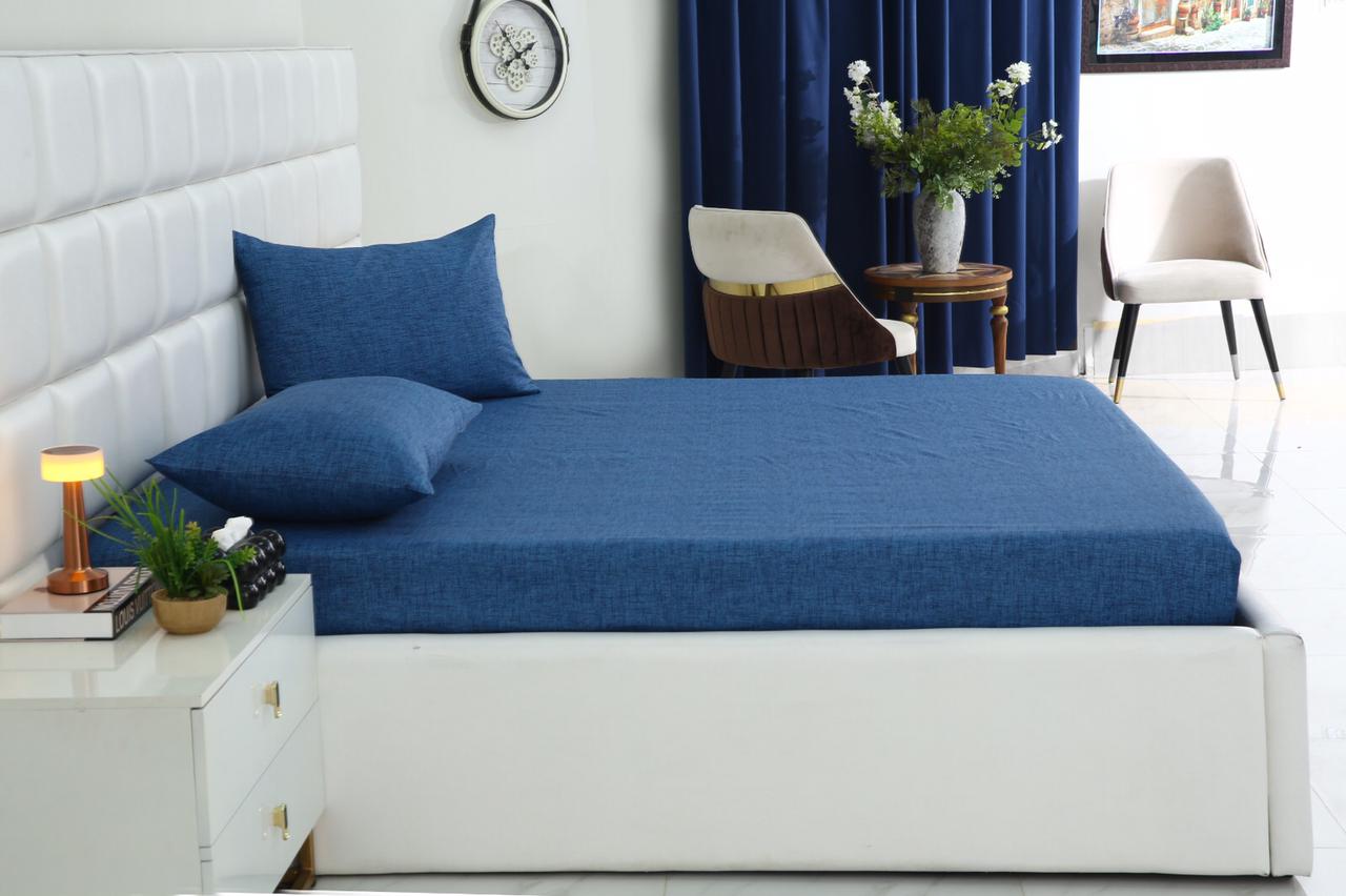 Fitted Bed Sheet-Blue Texture Fitted Sheets Apricot