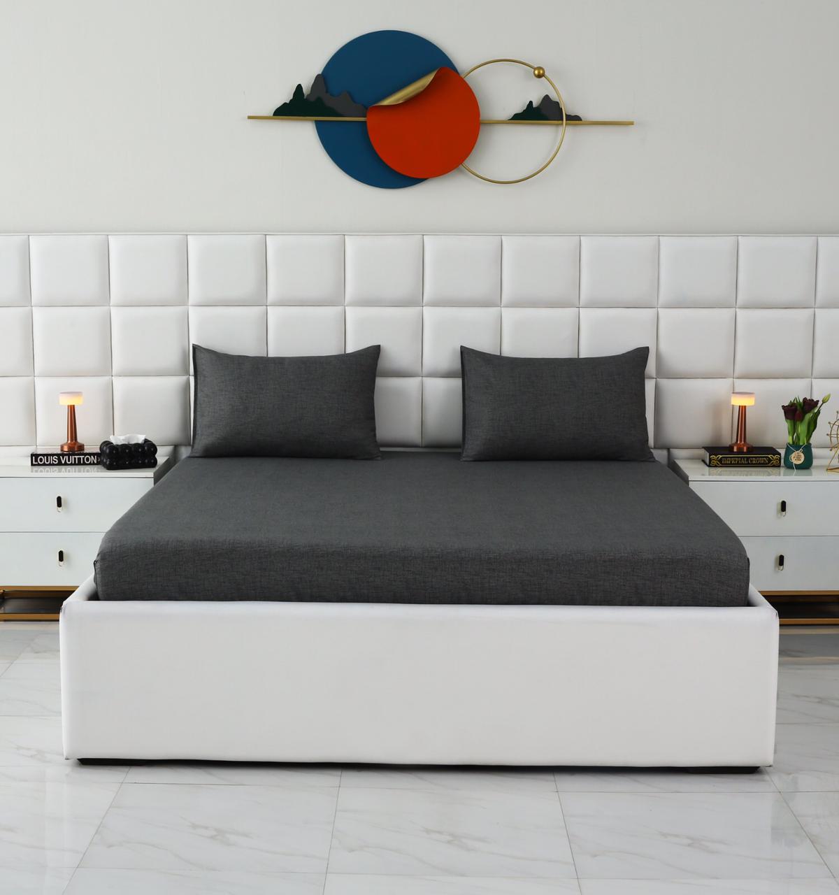 Fitted Bed Sheet-Grey Texture Fitted Sheets Apricot