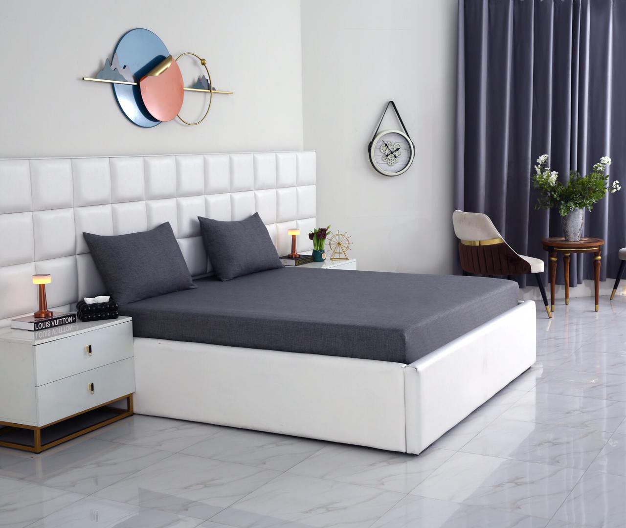 Fitted Bed Sheet-Grey Texture Fitted Sheets Apricot