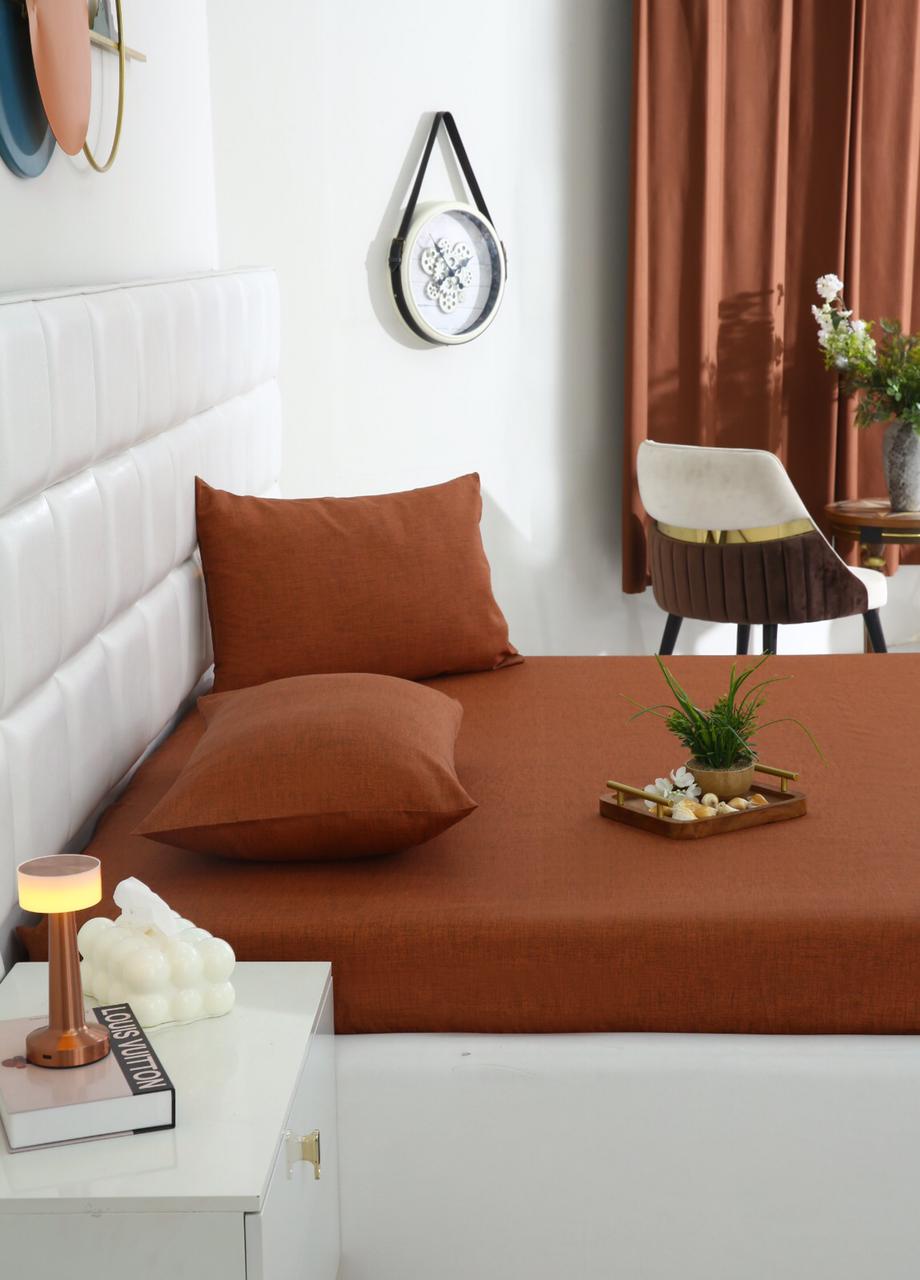 Fitted Bed Sheet-Brown Texture Fitted Sheets Apricot