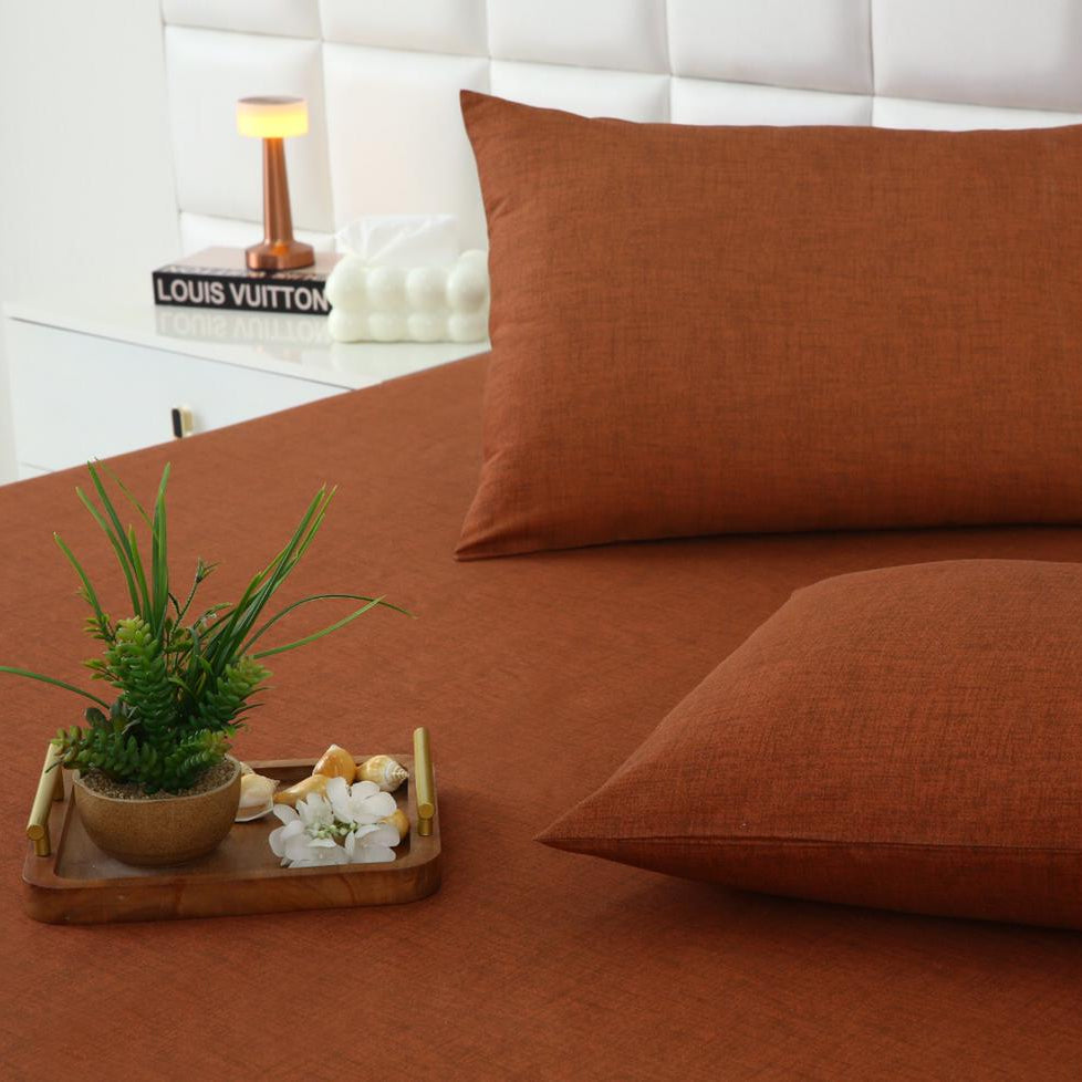 Fitted Bed Sheet-Brown Texture Fitted Sheets Apricot