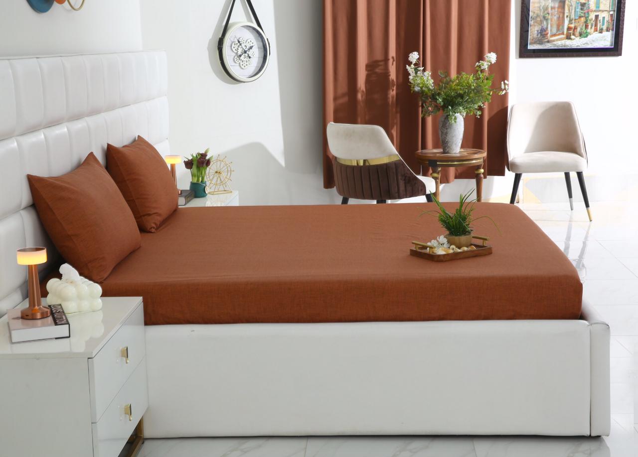 Fitted Bed Sheet-Brown Texture Fitted Sheets Apricot