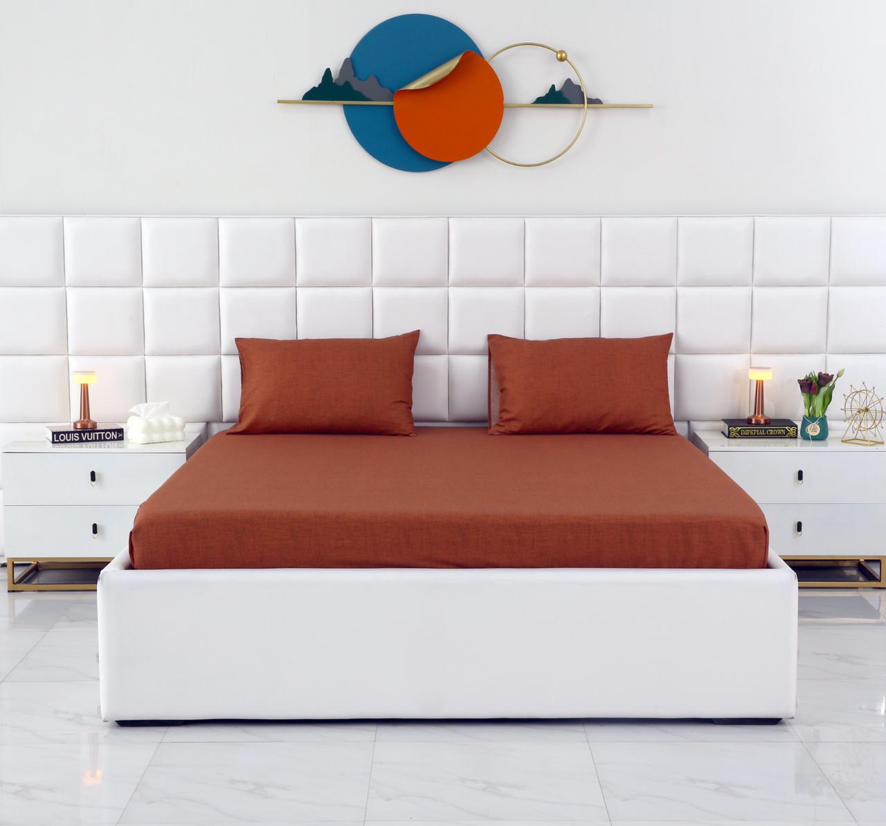 Fitted Bed Sheet-Brown Texture Fitted Sheets Apricot