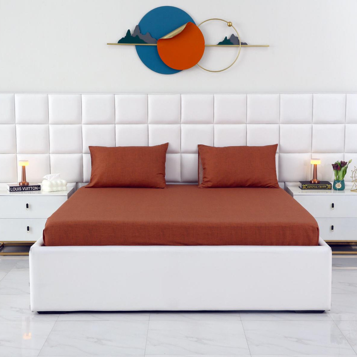 Fitted Bed Sheet-Brown Texture Fitted Sheets Apricot