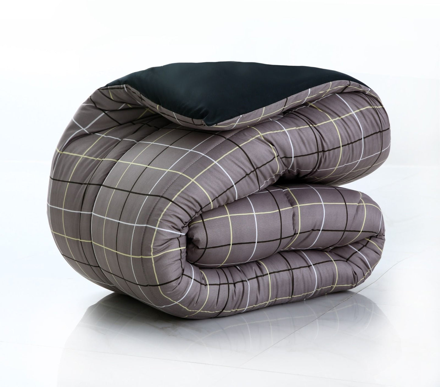 8 PCs Winter Comforter Set-Grey Check