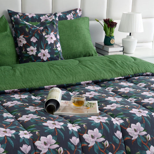 8 PCs Winter Razai Set-Snowy Petal Comforters Apricot