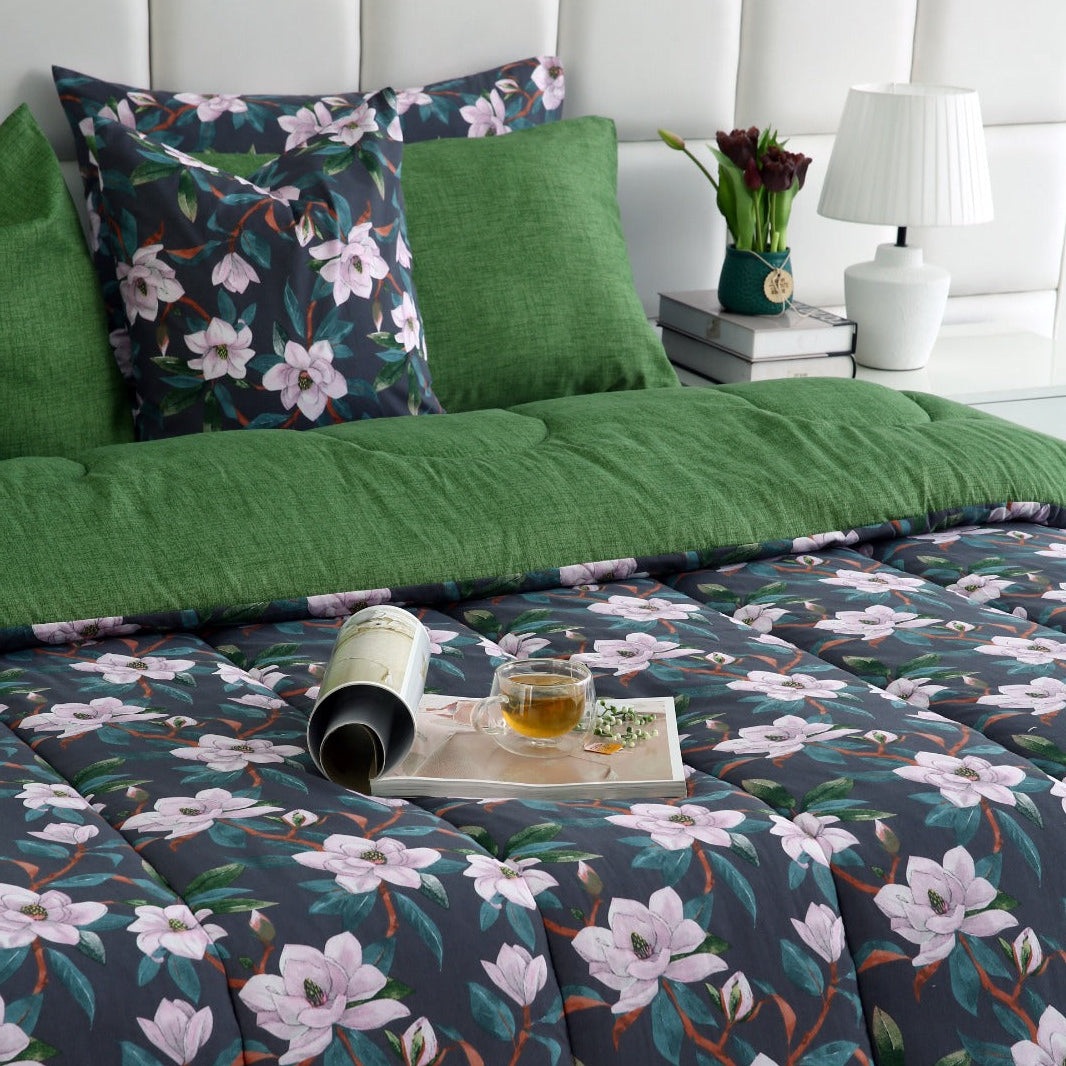 8 PCs Winter Razai Set-Snowy Petal Comforters Apricot