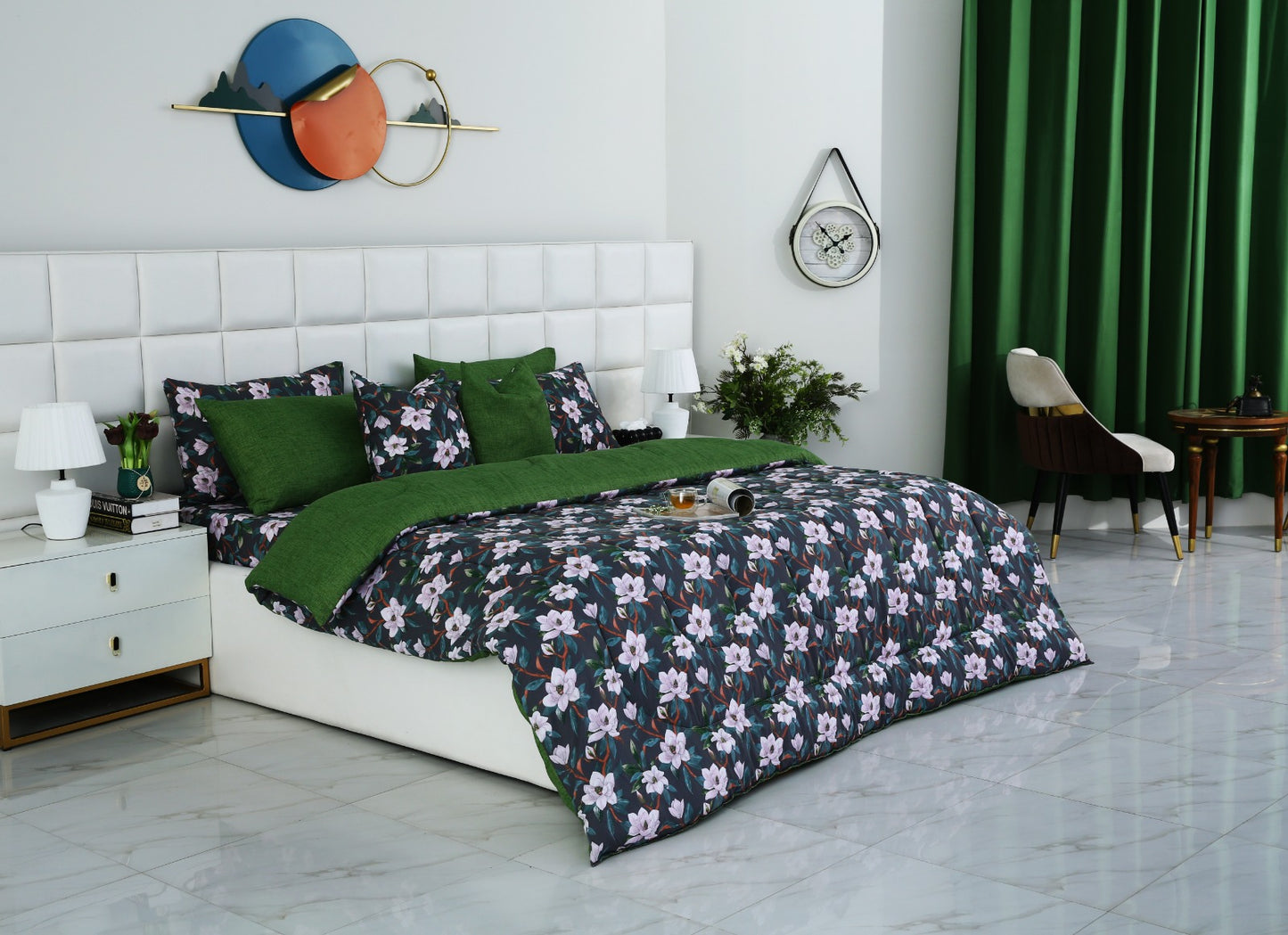 8 PCs Winter Comforter Set-White Jazmin