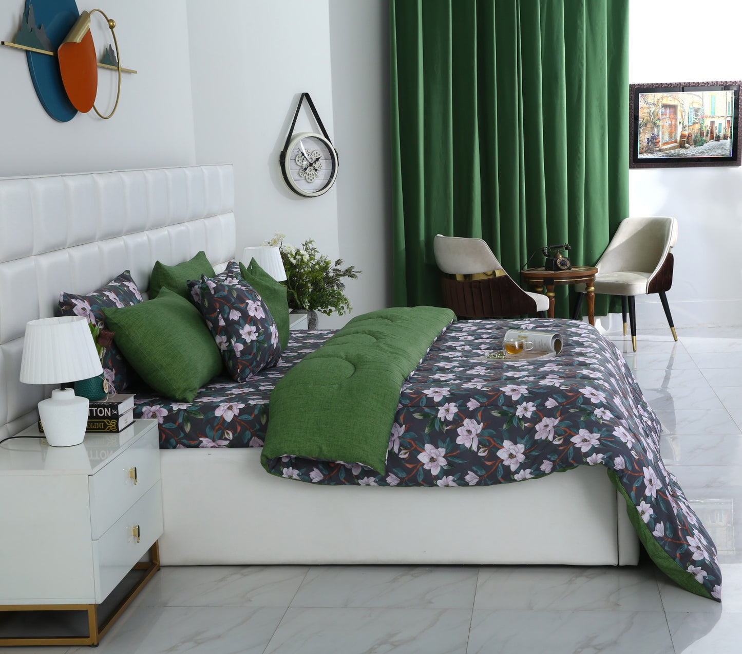 8 PCs Winter Comforter Set-White Jazmin