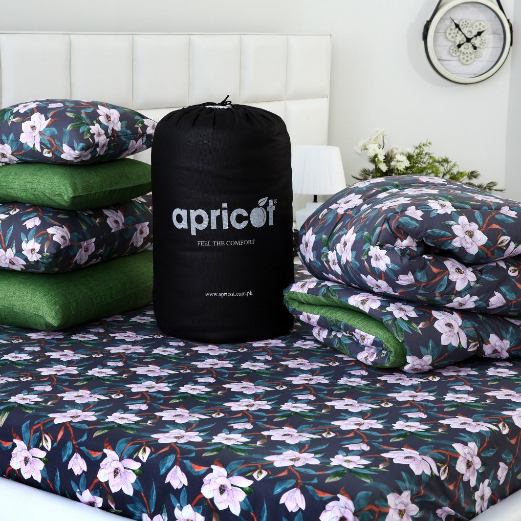 8 PCs Winter Razai Set-Snowy Petal Comforters Apricot