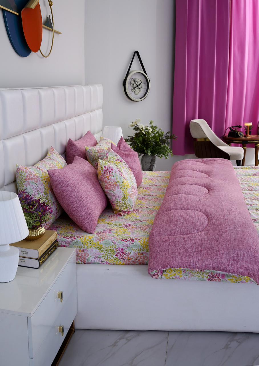 8 PCs Winter Comforter Set-Peace Lily