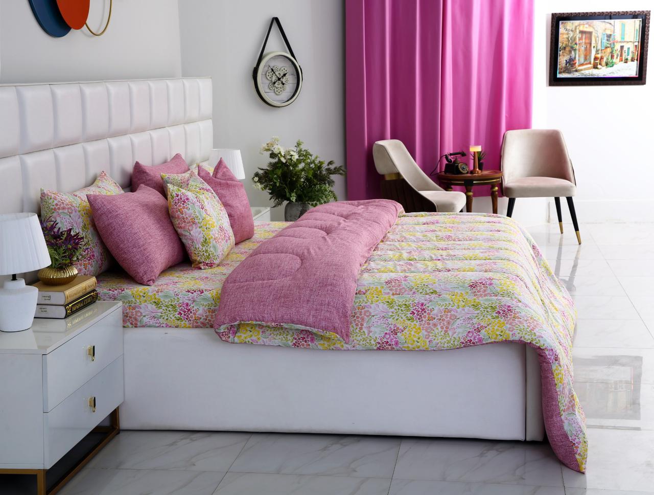 8 PCs Winter Comforter Set-Peace Lily