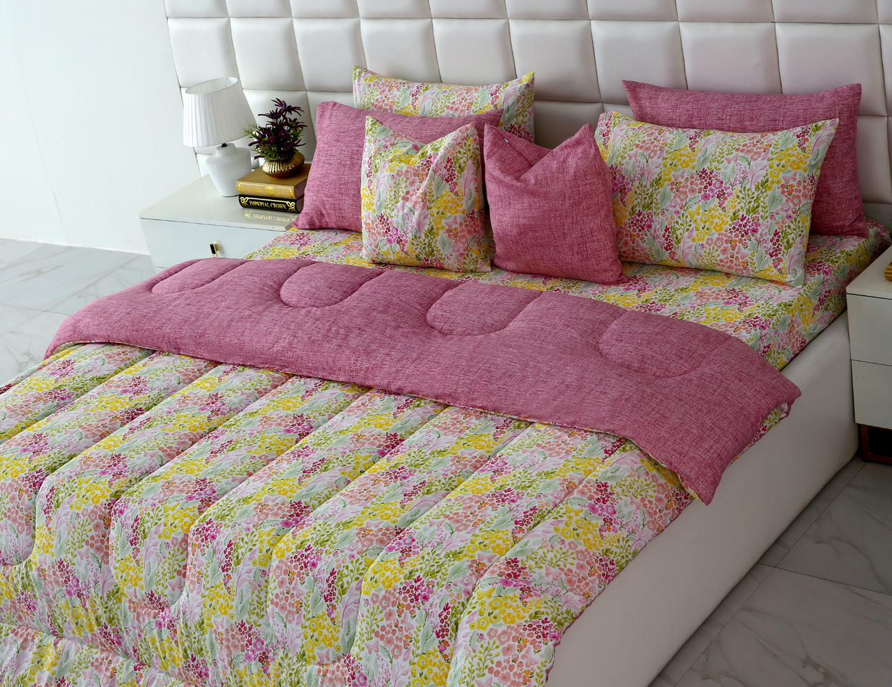 8 PCs Winter Comforter Set-Peace Lily