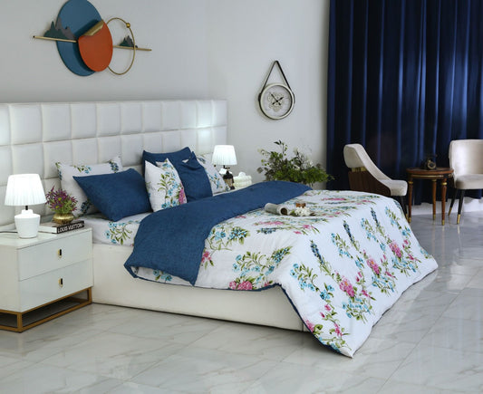 8 PCs Winter Comforter Set-Blue Lotus Comforters Apricot