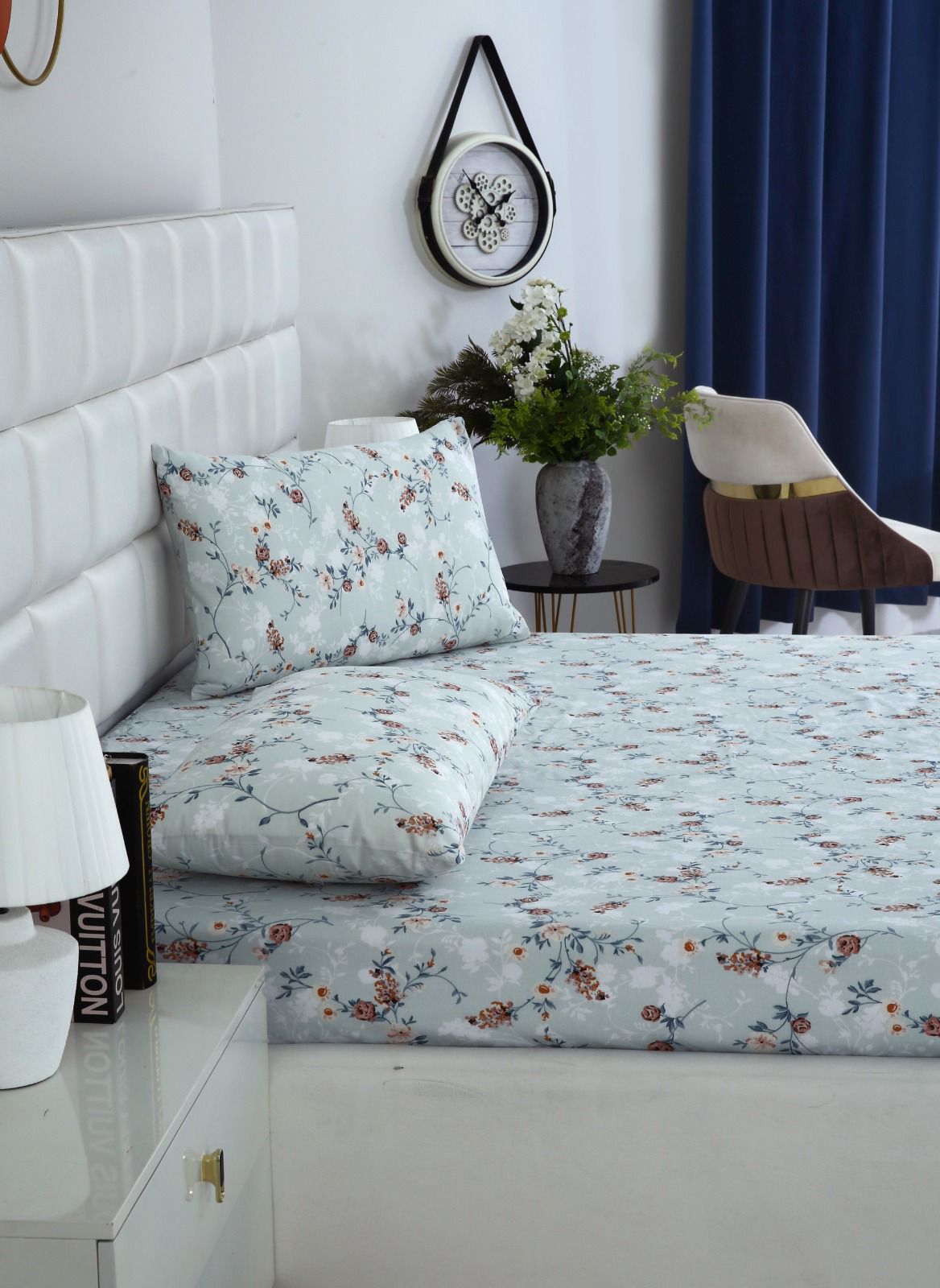 3 PCs Double Bed Sheet-Alabaster BED SHEET Apricot