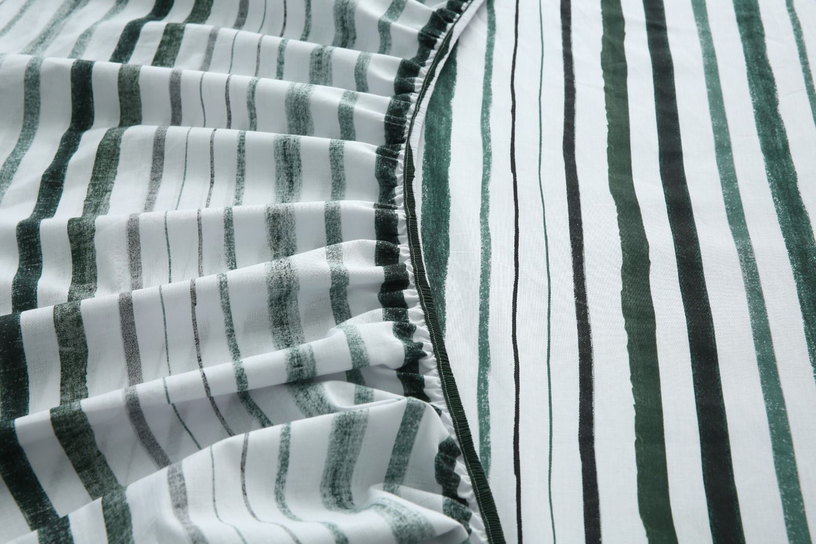 Fitted Bed Sheet-Olive Bands Fitted Sheets Apricot