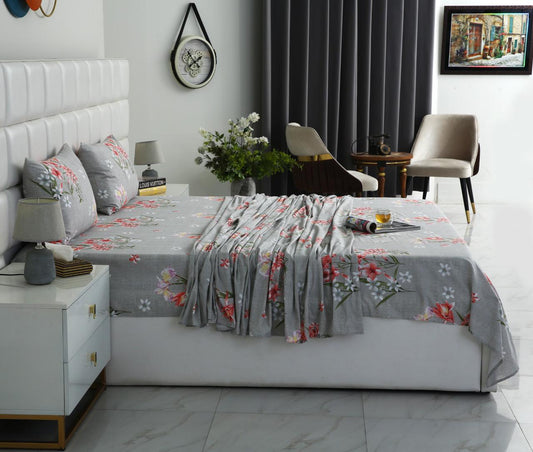 3 PCs Double Bed Sheet-DB207 Bed Sheets Apricot