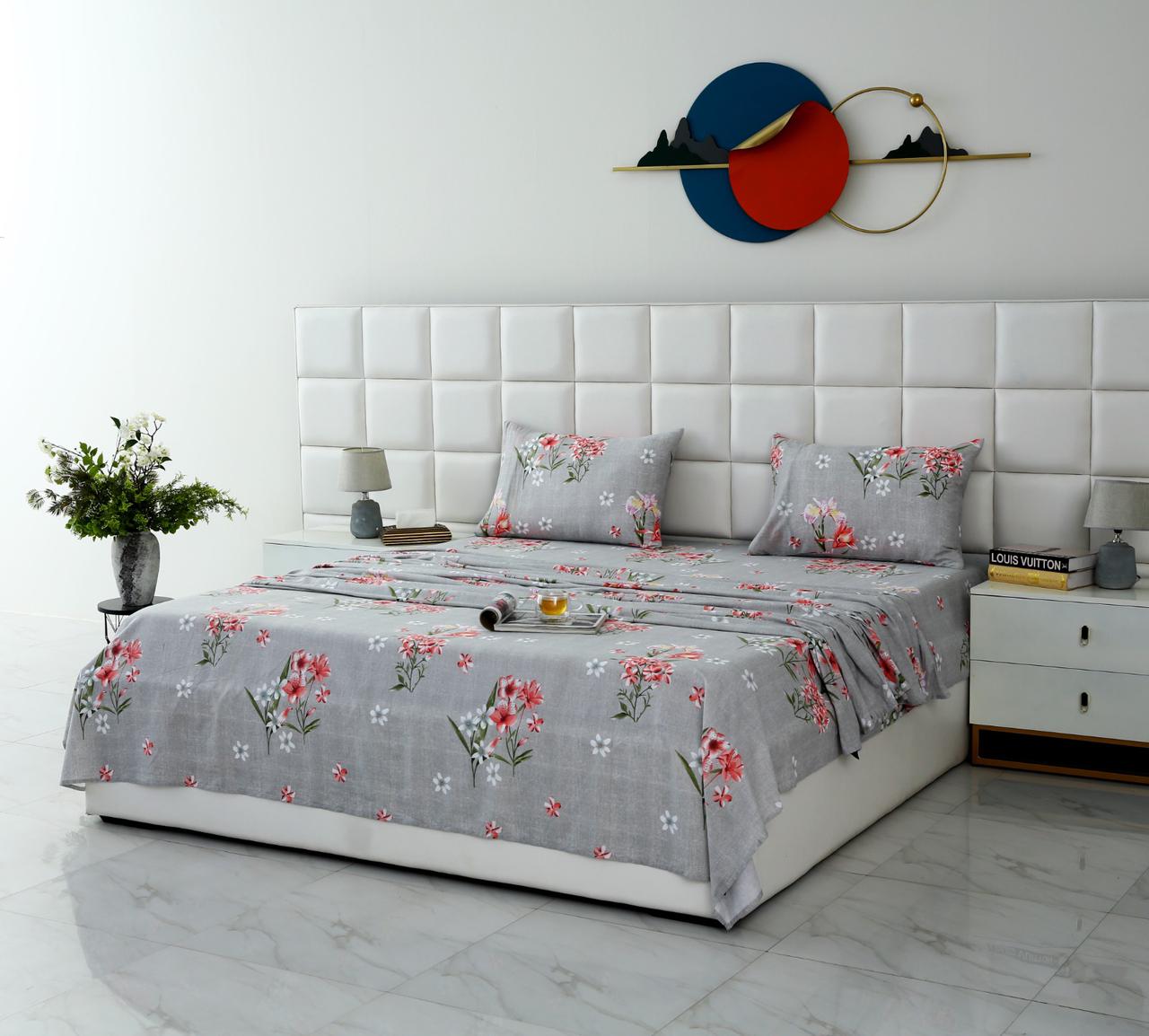 3 PCs Double Bed Sheet-DB207 Bed Sheets Apricot