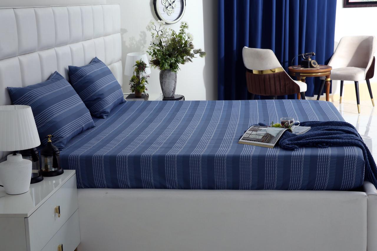 Fitted Bed Sheet-Blue Flecked Fitted Sheets Apricot