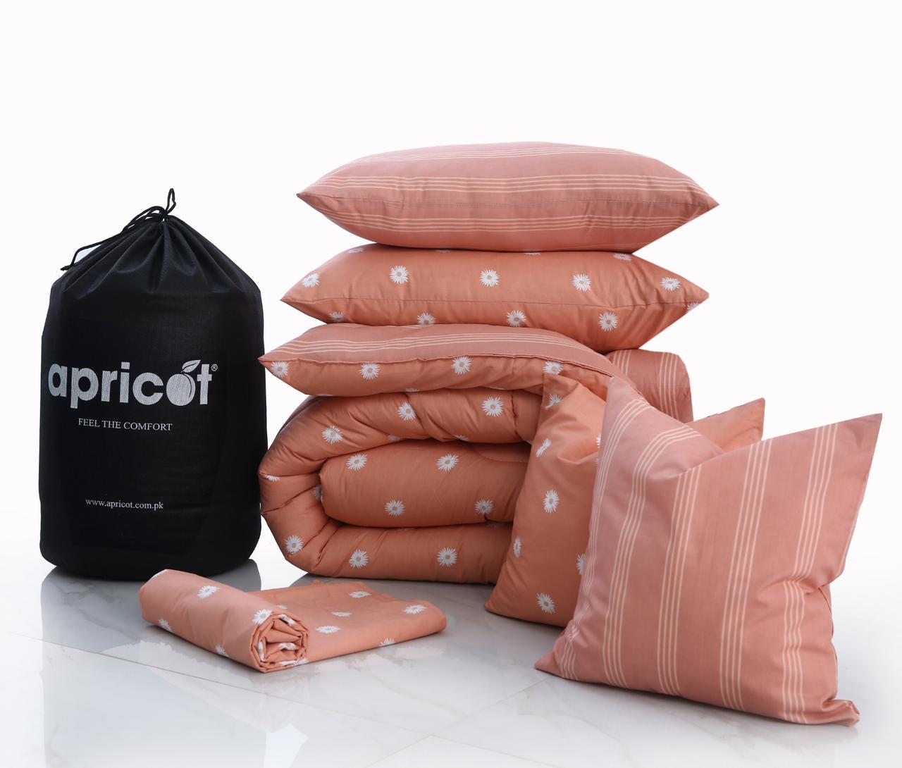8 PCs Winter Comforter Set- Arabian Jasmine Comforters Apricot