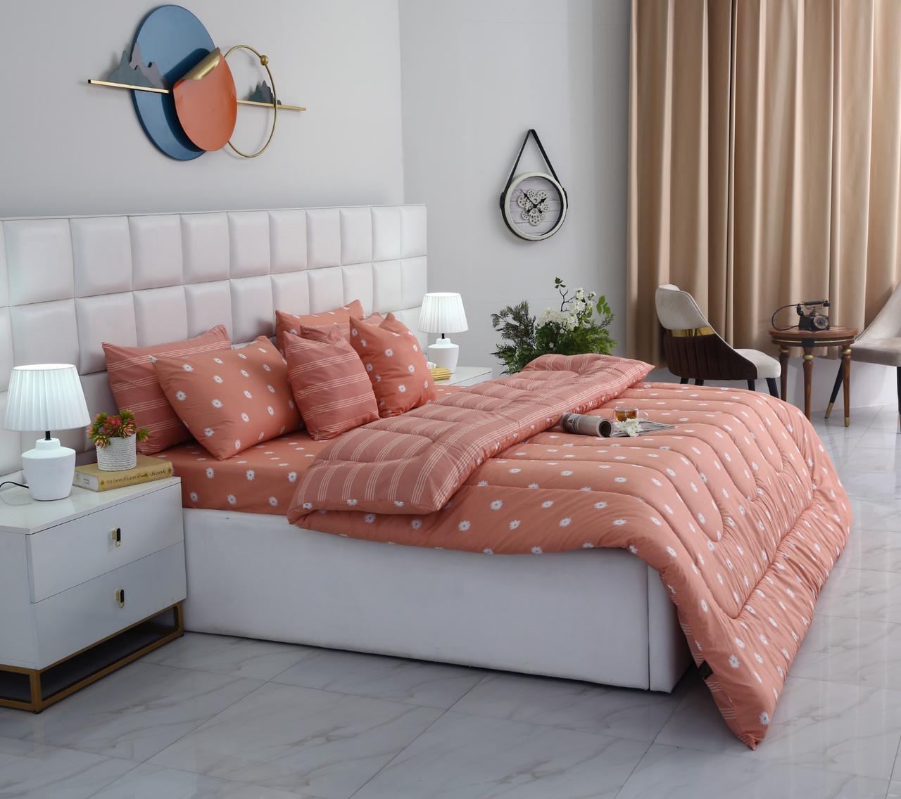 8 PCs Winter Comforter Set- Arabian Jasmine Comforters Apricot