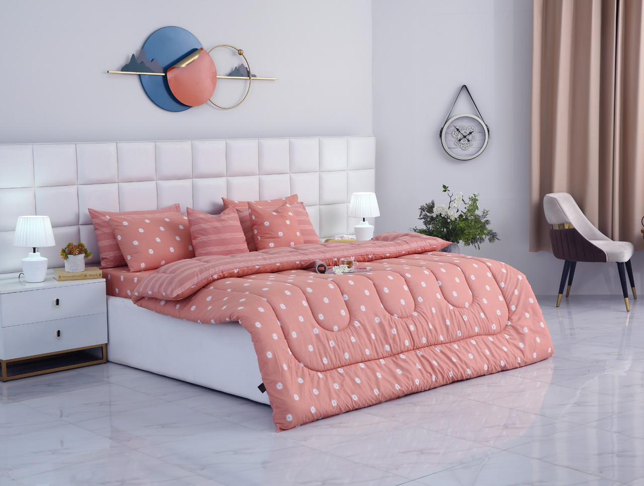 8 PCs Winter Comforter Set- Arabian Jasmine Comforters Apricot