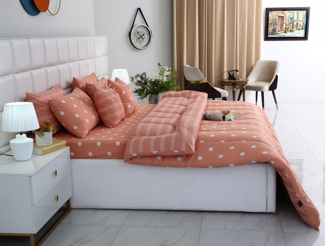 8 PCs Winter Comforter Set- Arabian Jasmine Comforters Apricot
