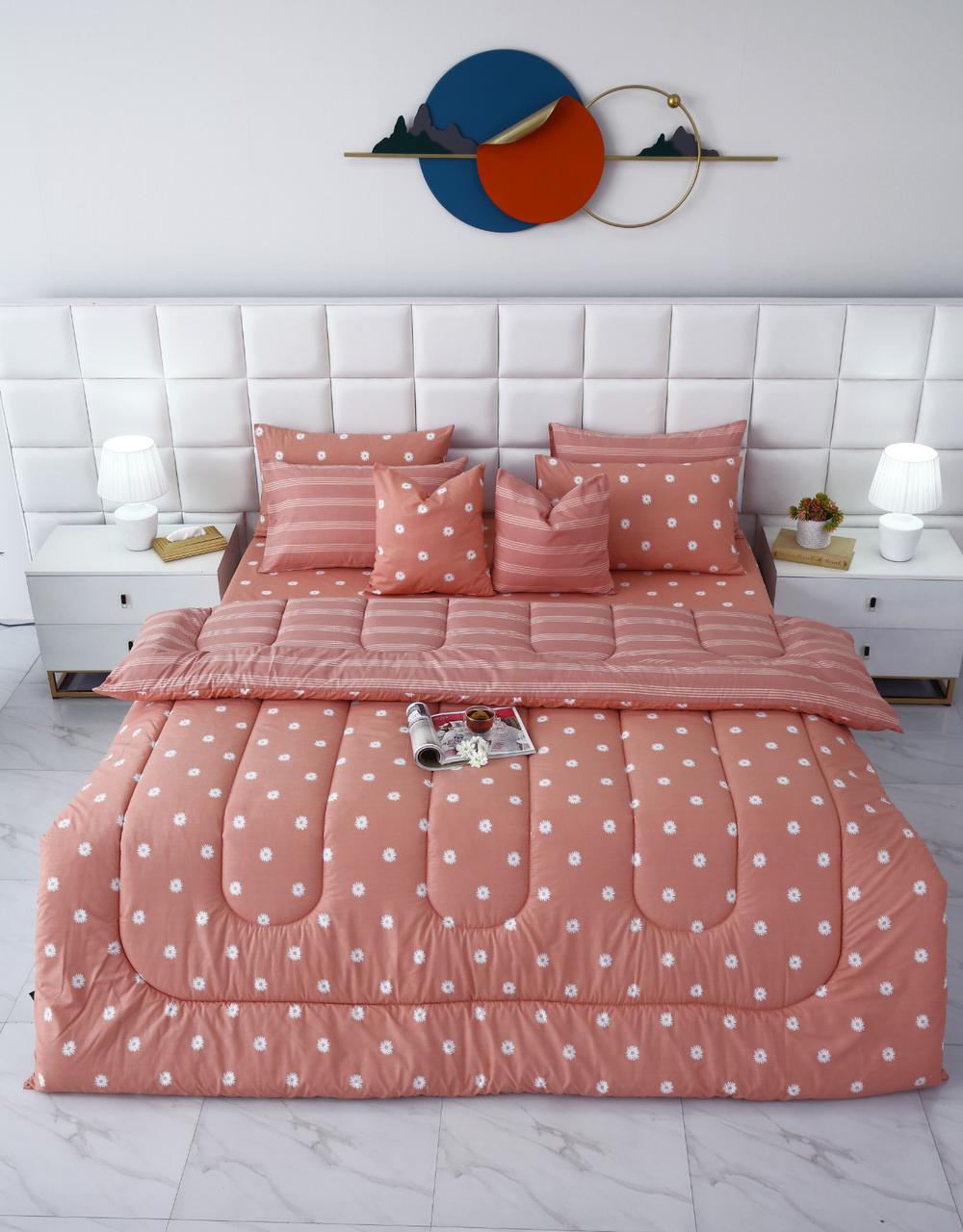 8 PCs Winter Comforter Set- Arabian Jasmine Comforters Apricot